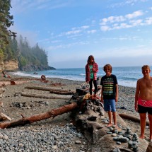 Kids on Mystic Beach in southwestern Vancouver Island